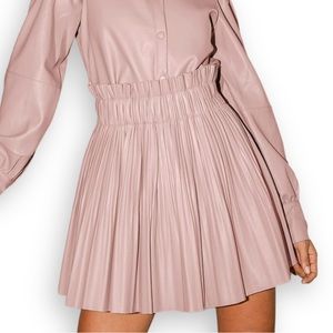 NWT - Lulu’s Vegan Leather Mauve Pink Pleated A-Line Mini Skirt - X-Small